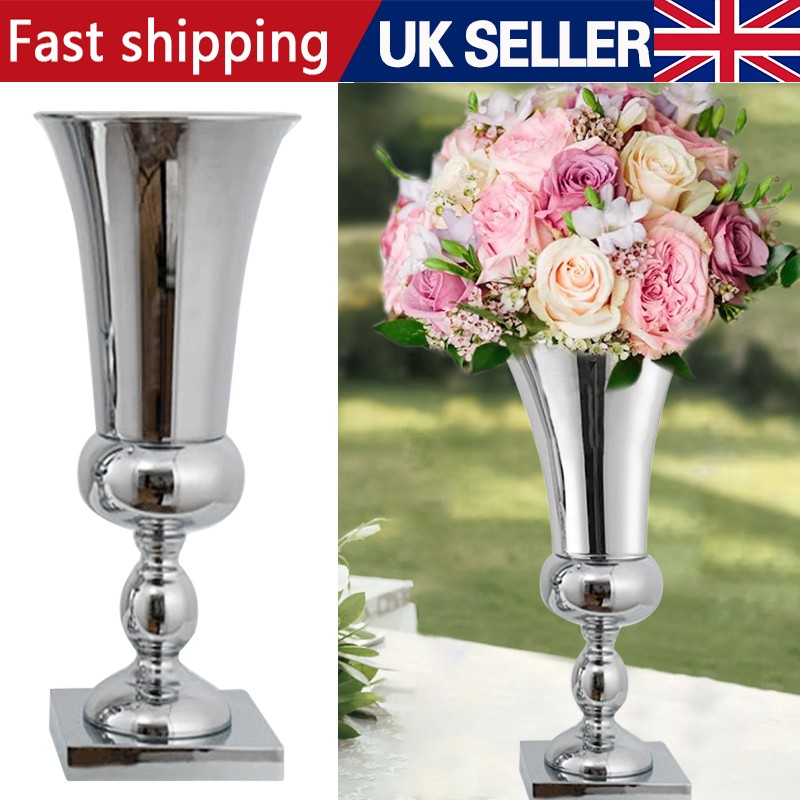 430mm Large Stunning Silver Iron Luxury Flower Vase Urn Wedding Home Table Decor