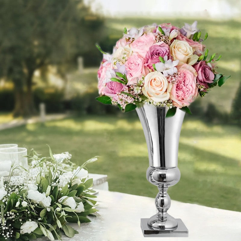 430mm Large Stunning Silver Iron Luxury Flower Vase Urn Wedding Home Table Decor