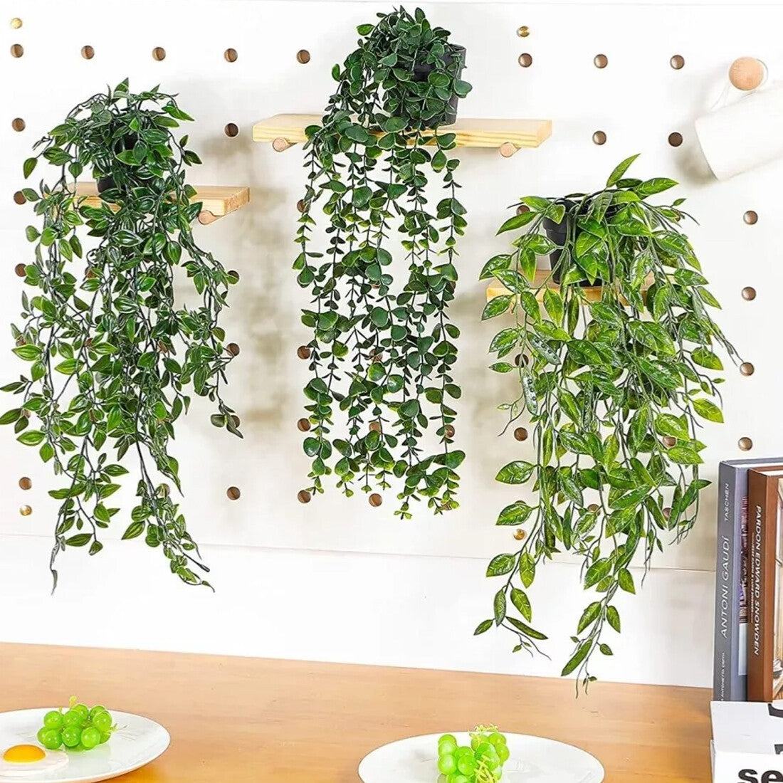 3 Pack Artificial Hanging Plants In Pots Indoor Fake Trailing Plants Home Room UK NEW
