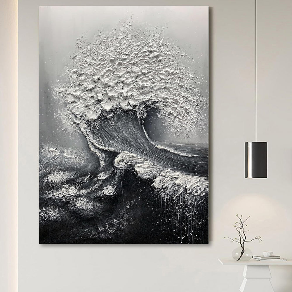 Abstract 3D Ocean Wave Thick Art Hand-painted Oil Painting Room Decor Art Paintings Wall Pictures Artwork For Home Decor