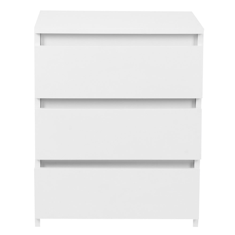 White Modern Bedside Table Cabinet Nightstand With 3 Storage Drawers Bedroom Furniture