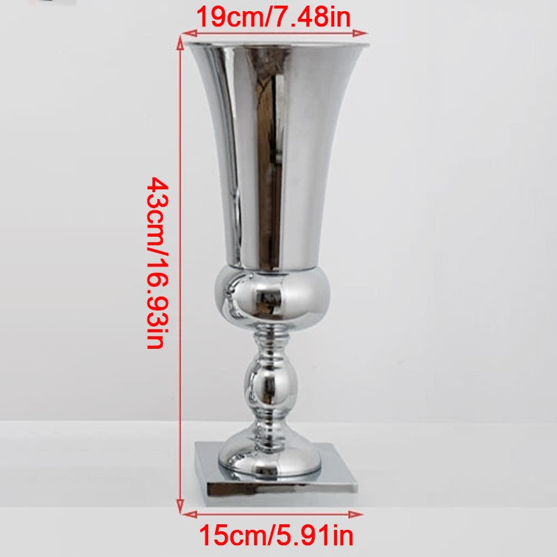430mm Large Stunning Silver Iron Luxury Flower Vase Urn Wedding Home Table Decor