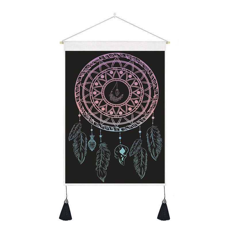 Tapestry Tassels Moon Mountain Linen Cotton Home Door Wall Hanging Bedroom Decor