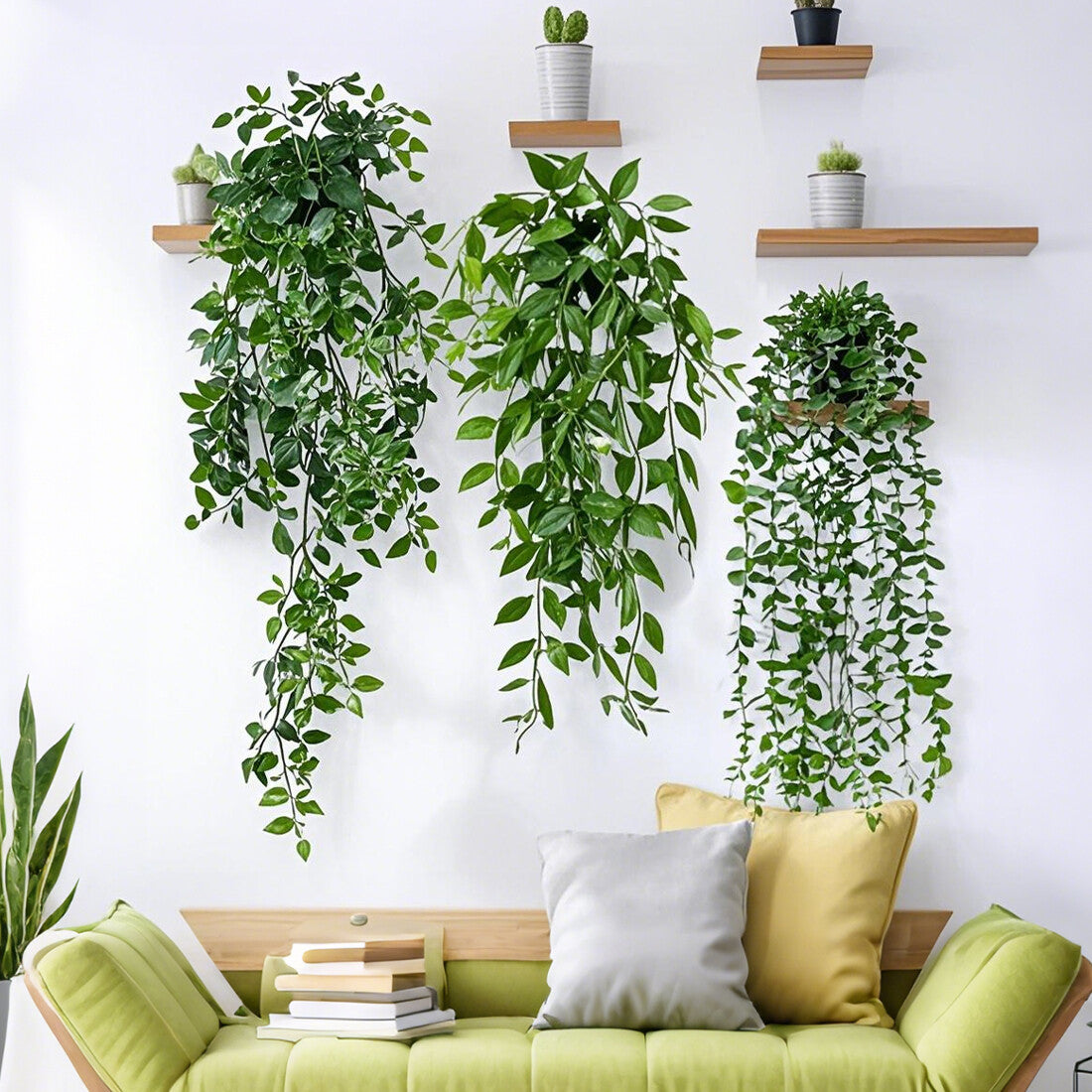 3 Pack Artificial Hanging Plants In Pots Indoor Fake Trailing Plants Home Room UK NEW